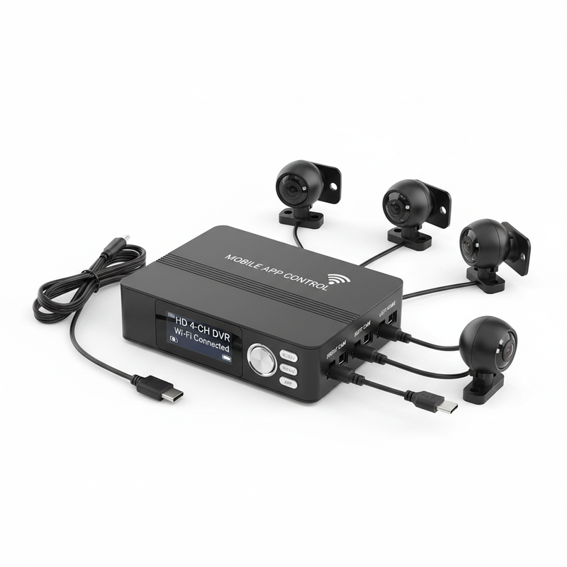 HD Dashcam DVR 4 Camera Application System