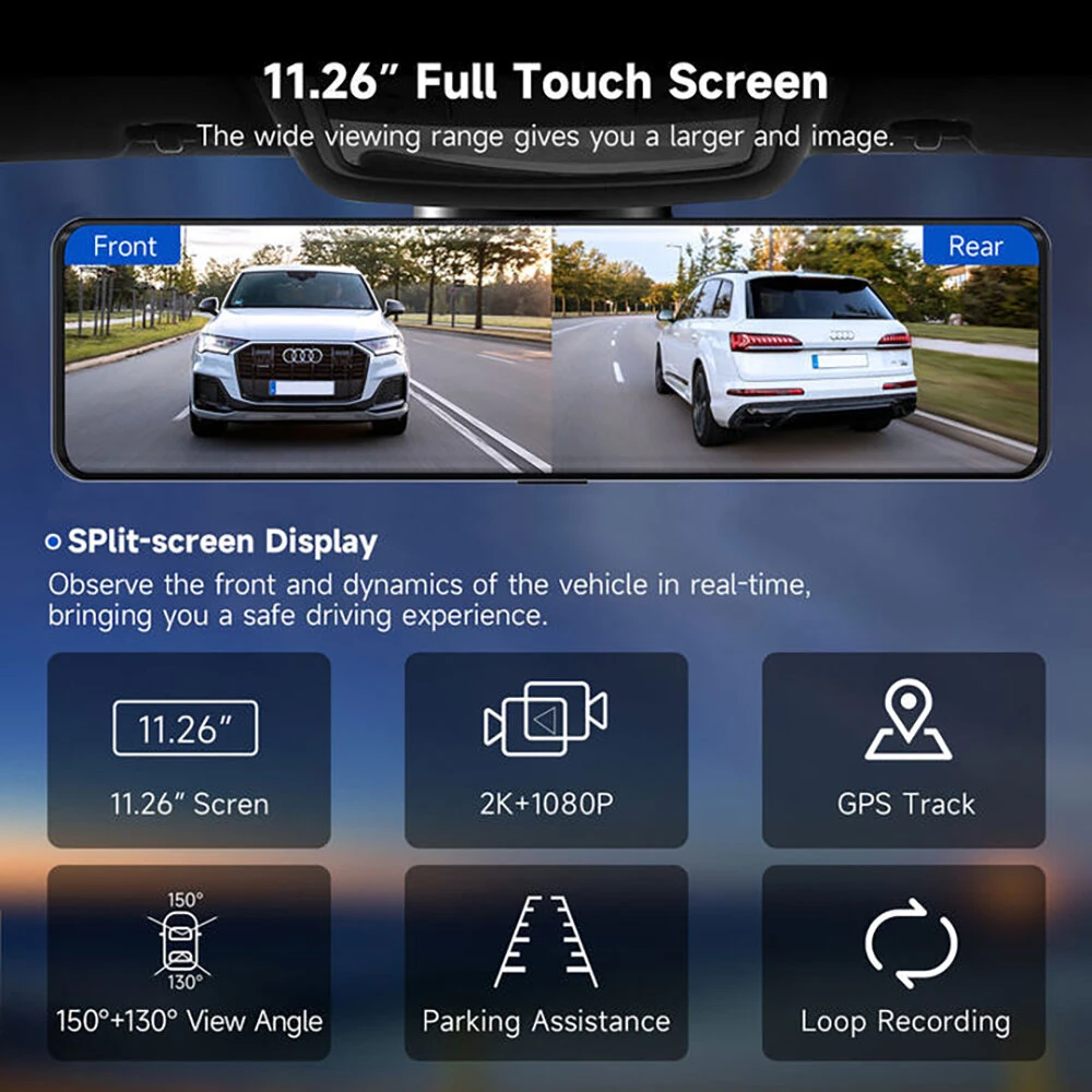 full mirror dvr azdome 11.26 inch front back azdome ar12 full mirror dvr azdome 11.26 inch front back azdome ar12